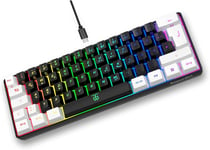 60 % Clavier De Jeu Filaire-Petit Mini Clavier De Jeu Portable Rgb Compact Pour Pc,Mac,Bureau,Jeux(61 Touches,Alphabet Allemand,Blanc/Noir)