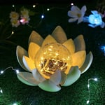 Forehill - Lampe Solaire Fleur de Lotus, Lanternes Solaires Extérieur Jardin, Lampe de Jardin en Verre craquelé Ambré, led Lumière Flottante Lotus,