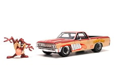 Jada Toys Looney Tunes Taz & 1967 Chevrolet EL Camino – Voiture Miniature Chevy (19 cm) avec Figurine Tasmanian Devil (5 cm), Ensemble de Jouets en métal pour Adultes et Enfants à partir de 8 Ans