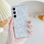 ZTOFERA for Samsung Galaxy S24 Case Clear Cute Flower Pattern for Women Girls Protective Shockproof Slim TPU Bumper Phone Cover for Samsung S24 Case, Purple Flower