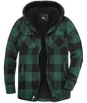 JACKETOWN Chemise à Carreaux pour Homme Chemise Thermique en Polaire pour Homme Longues à Carreaux avec Fermeture éclair Doublure en Polaire Veste d'hiver Hoodies Veste de flanelle Chaud