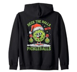 Deck The Halls With Pickleballs Christmas Santa Zip Hoodie