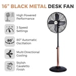 Tower T643000B 16inch Metal Pedestal Fan Rose Gold and Black