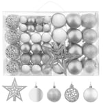 Julkulor + Julgransstjärna 100-Pack - Silver