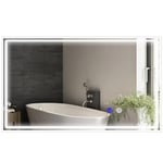 kleankin Miroir de Salle de Bain Lumineux Rectangulaire Mural LED 3 Couleurs Luminosité Réglable Interrupteur Tactile, Horizontal ou Vertical, 100 x 60 cm