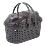 Iris Ohyama, Panier, Boîte, Sac, Cage de transport plastique(PP) pour Chat, Chien, Rongeur, Hanses de confort, Compartiment intégré en 2 étages, L45 x P29 x H28.5 cm, MPC-450, Gris