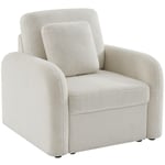 Sweeek - Fauteuil tissu bouclette blanche. lignes arrondies. Milano. l 90 x p 85 x h 85cm