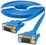 DTECH 3m Ultra Slim Computer Monitor VGA Cable 15pin Male to Male Gold Plated Connector Ultra Slim SVGA PC Projector Wire Blue