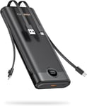 Power Bank 30000 Mah,22.5w Batterie Externe Charge Rapide Avec 4 Câbles Intégrés,Chargeur Externe Batterie Portable Avec Led Display,Usb C Powerbank Compatible Avec Iphone/Samsung.