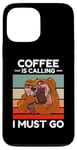 Coque pour iPhone 13 Pro Max Vintage Sloth Coffee appelle I Must Go Coffee Lover