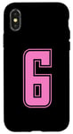 Coque pour iPhone X/XS Rose Numéro 6 Équipe Junior Sports Uniforme Numéroté