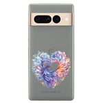 Coque compatible Google Pixel 7 PRO phenix et coeur personnalise