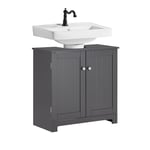 SoBuy BZR18-II-DG, Under Sink Cabinet Bathroom Vanity Unit Bathroom Storage Cabinet with 2 Doors, Suitable for Pedestal Sinks, Dark Grey