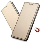 MRSTER Coque pour Xiaomi Mi 10 Lite Housse, Étui à Rabat avec Carte Fentes, Fermeture Magnétique, Antichoc Ultra Mince Protection Case pour Xiaomi Mi 10 Lite 5G. DT Gold