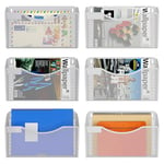 EasyPAG 6 Pochette Paysage Métal Porte Revue Mural Porte Document Suspendu A4 Organisateur de Bureau à Suspendre Banette de Rangement Corbeille a Courrier Murale avec Plaque d'étiquettes,Blanc