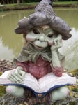 9280 FIGURINE GRAND TROLLS  LUTIN PIXIE ELFES " AVEC LIVRE" LECTURE FEE GM 36 CM