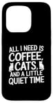 Coque pour iPhone 15 Pro Amusant, parfait pour les amateurs de chat et de café