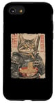 iPhone SE (2020) / 7 / 8 Samurai Cat Loves Ramen Funny Anime Japanese Artwork Samurai Case