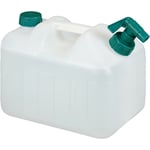 Relaxdays - Bidon d'eau avec robinet, 10 litres, plastique sans bpa, couvercle, poignée, réservoir, blanc/vert