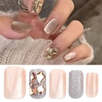 Long Square False Nails Silver Cat Eye Press on Nails Fashion Nail Tips  DIY