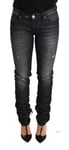 Acht Jean Noir Délavé Coton Taille Basse Jeans Skinny Pantalon S.W26