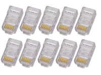 Plugg, RJ45, 3U gullbelagte kontakter,10 stk