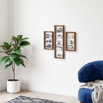 [en.casa] - Lot de 3 cadres photo muraux Muhos de tailles différentes bois de pin corde de jute bois foncé marron foncé