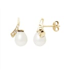 Blue Pearls Womens White Freshwater Diamonds Earrings and yellow gold 750/1000 - Multicolour - One Size