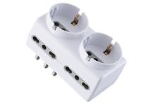 Electraline 71063-Schuko Adaptateur 2 Sockets Sockets 4 et 10/16 Plug 16A 230 V White Couleur : Blanc