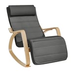 SONGMICS Fauteuil À Bascule, avec Accoudoirs en Bois, Chaise d’Allaitement, Repose-pieds RÉglable en 5 Positions, CapacitÉ 150 kg, pour Chambre, Salon, Gris FoncÉ et Couleur BoisÉe LYY10G