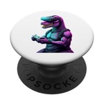 Gaming Dinosaurs- Le T-rex joue aux jeux vidéo PopSockets PopGrip Adhésif