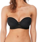 Freya Deco Cameo Bra Black Strapless Size 32E Underwired Padded Moulded 3163