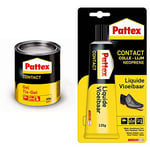 Pattex Colle contact type néoprène- Formule Gel tous matériaux- boite 625 gr & Pattex Colle contact type néoprène- Formule Liquide tous matériaux- tube 125 gr