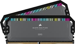 CORSAIR DOMINATOR PLATINUM RGB DDR5 64GB (2x32GB) DDR5 5600MHz CL40 AMD EXPO Intel XMP iCUE Compatible Computer Memory – Grey (CMT64GX5M2B5600Z40K)