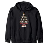 Cat Xmas Lighting Santa Cat Christmas Tree Zip Hoodie