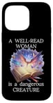 Coque pour iPhone 14 Pro Max A Well Read Woman is a Dangerous Creature Floral Book Reader