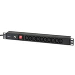 Techly I-Case STRIP-10C Multiprise pour Rack 1U, C13 VDE, Aluminium Noir