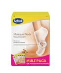 Scholl Lot de 4 Masques Pieds Nourrissant et Hydratant Miel et Amande pour Peaux Sèches - Soin des pieds - 4 PAIRES de 2 chaussettes