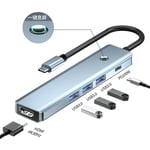 USB-C hubb med 3xUSB3.0+USB-C, HDMI, PD, 100W