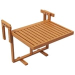 Table de balcon suspendue hauteur réglable dim. 68L x 65l x 40.5 -55H cm bois de sapin verni coloris teck