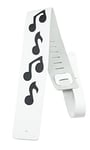 Perri’s Leathers Ltd. - Guitar Strap - Leather - The Famous Collection - Music Notes - White/Black - Adjustable - For Acoustic/Bass/Electric Guitars - Made in Canada (BMN-1254)