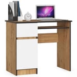 Bureau chêne craft / blanc avec armoire verrouillable / tiroir,  77 x 90 x 50 cm