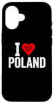 iPhone 16 Funny Design Retro I Love Poland with a Red Heart Case