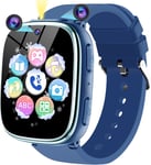 Montre Connectée Enfant,Montre Telephone Enfant Pour Filles Garçons Avec Appel Sos,Réveil Caméra Podomètre Musique Jeux Lampe De Poche,Smartwatch Cadeau Pour Garçons Filles 4 À 12 Ans (Bleu Marine)