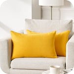 Topfinel Taie d'oreiller 40x60 Lot de 2 Housse Coussin Jaune Moutarde en Chenille Doux Decoration Chambre Ado Maison Salon de Coussin Canapé Lit Fauteuil de Bureau Scandinave Voiture de Couleur Uni