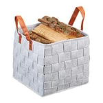 relaxdays Panier en Feutre tressé, Panier Pliable de Rangement Feutre, étagère avec anses, HlP 29x31x31cm; Gris Clair