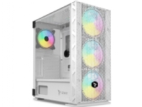 Savio Raptor White X1 ARGB Glass/Mesh White Computer Case, Midi Tower, PC, Hvit, ATX, EATX, ITX, Micro ATX, Netting, Stål, Herdet glass, Spilling