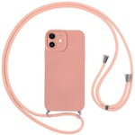 Vauki Coque pour iPhone 11 avec Cordon, Etui avec Collier - Tour de Cou Lanière en Corde - Silicone Housse avec Réglable Chaine pour iPhone 11, Bandouliere - Rose