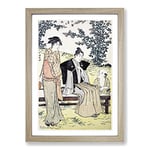 Big Box Art Viewing The Bush Clover by Torii Kiyonaga Framed Wall Art Picture Print Ready to Hang, Oak A2 (62 x 45 cm)