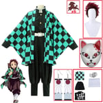 Demon Slayer Kimetsu no Yaiba Tanjirou Kamado Cosplay Kostym Kimono Kappa Halloween Party Anime Kläder Uniform Set A1 S